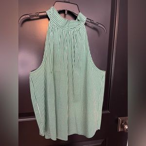 JCrew green gingham stretch tank 14